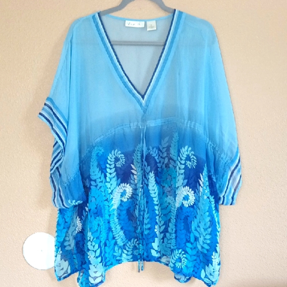 Blue Floral Women's Swim Cover-Up